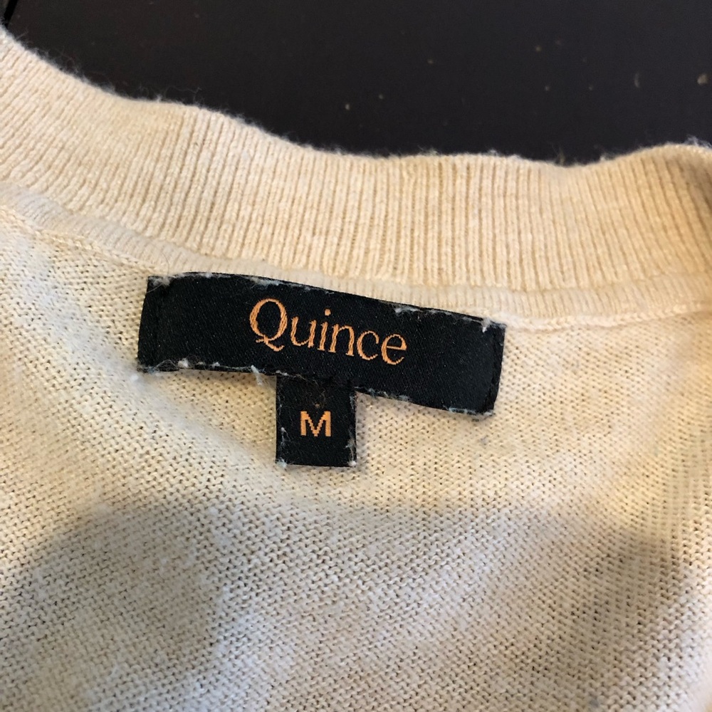 Quince oatmeal cream tan organic cotton cashmere lightweight sweater size Medium - Picture 7 of 14